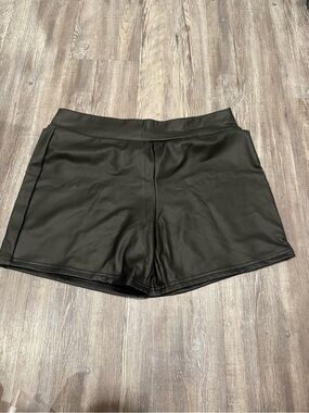 Women’s Black Vegan Leather Shorts
